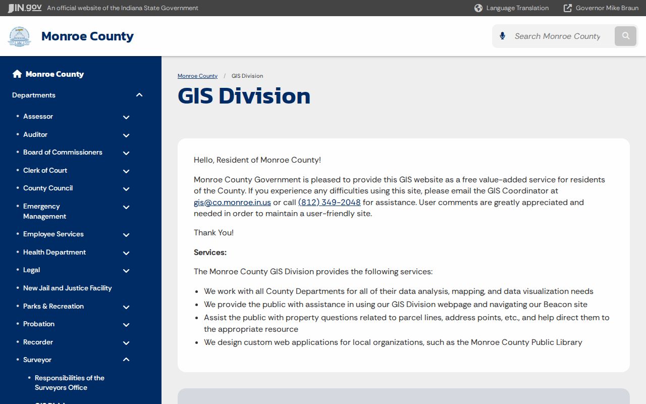 Monroe County GIS in the Bloomington residents directory