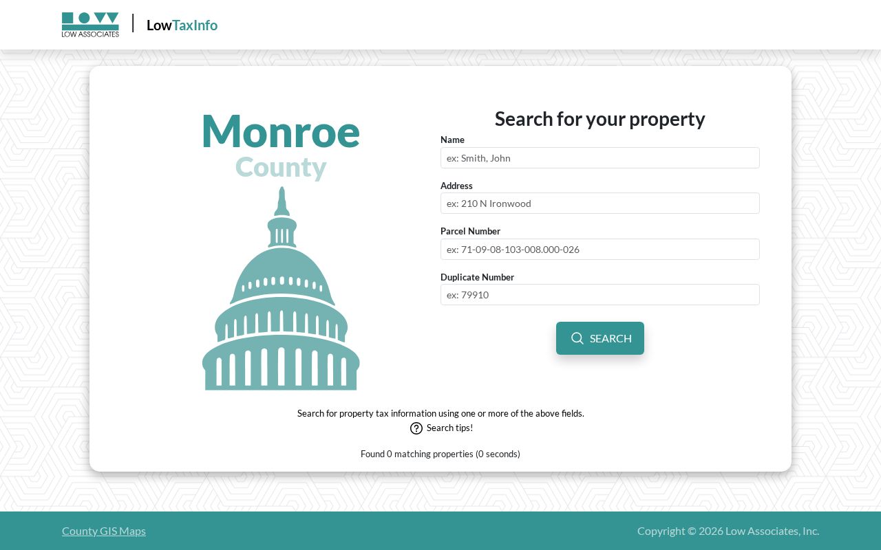 Bloomington street directory Monroe County tax search