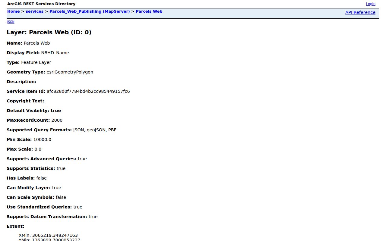 Bloomington street directory ArcGIS parcel fields